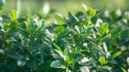 Close-up Lush Green Leaves Bush Sunlight Spider