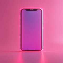 Glowing contour of a mobile device with a gradient background in vibrant pink and purple hues, showcasing a modern and sleek design against a bold backdrop