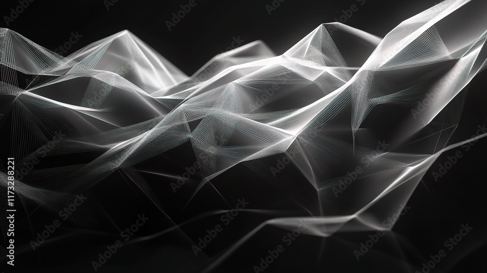 Poster abstract polygonal design with dark background and low poly elements