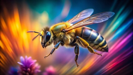High-Speed Macro Photo: Bee Wings in Motion, Buzzing Insect Flight