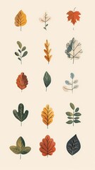 Watercolor Leaf Collection Poster Background