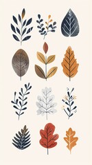 Watercolor Leaf Collection Poster Background