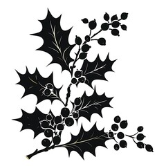 Naklejka premium holly branch silhouette for Christmas