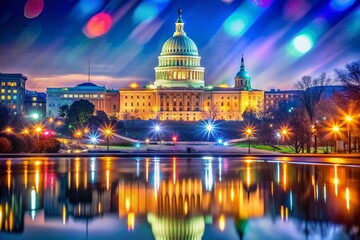 Fototapeta premium Illuminated US Capitol & Supreme Court at Night, Washington DC - Architectural Photography