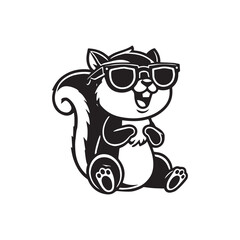 Cute baby Flying squirrel sitting wearing sunglass illustration vector, Flying squirrel clipart Design, Funny Flying squirrel Design
