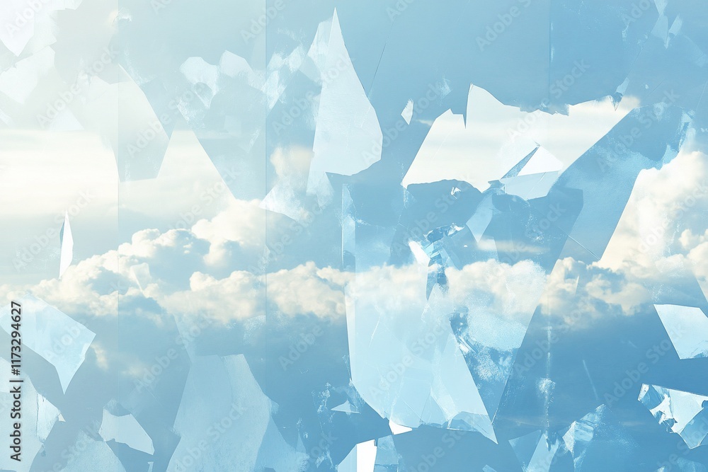 Aufkleber abstract sky background with fragmented clouds and blue hues.