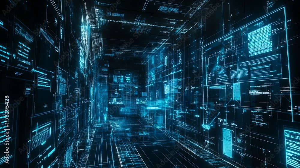 Poster abstract digital data space visualization