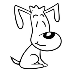 Dog Sits Cute Little Happy Puppy Pet Friendly Fun Design Lover Art Vector Illustration Card T-Shirt Poster Sticker Graphic Print Decorative Drawing Isolated Logo Decoration Symbol Creative Cool Style
