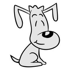 Dog Sits Cute Little Happy Puppy Pet Friendly Fun Design Lover Art Vector Illustration Card T-Shirt Poster Sticker Graphic Print Decorative Drawing Isolated Logo Decoration Symbol Creative Cool Style
