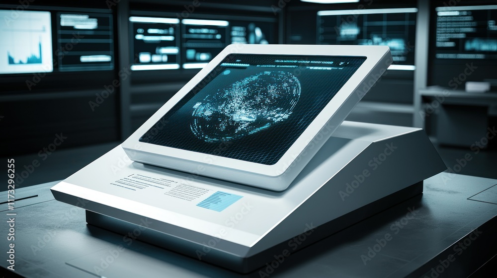 Poster futuristic data visualization on interactive display