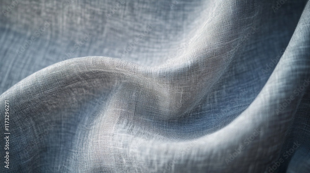 Poster Close-up of soft, draped gray fabric with subtle texture and gentle waves.