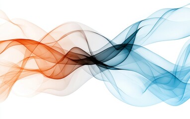 Naklejka premium Abstract Blue and Orange Swirling Smoke Wave Design Digital Art Background