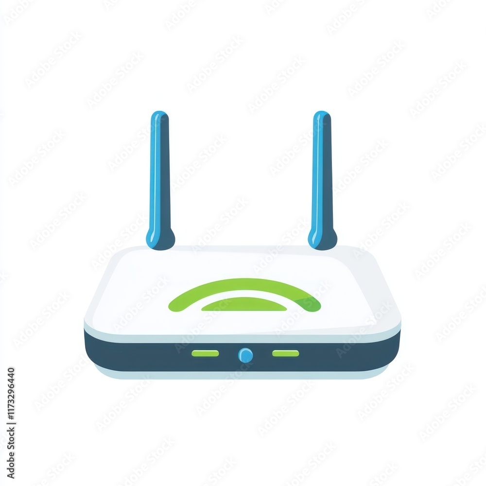 Poster wireless router icon shows internet connection device