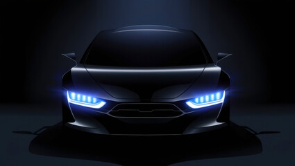 Illuminated Elegance: A Striking Car Front View.