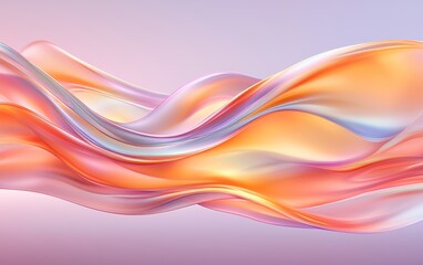 Abstract Pastel Orange and Pink Liquid Flowing Waves Swirling Smooth 3D Render