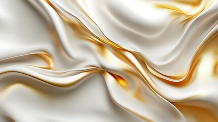 Fototapeta premium Elegant white and gold fabric folds; luxurious textile texture background.