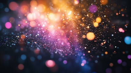 Obraz premium A colorful, blurry image of a starry sky with many small, colorful dots