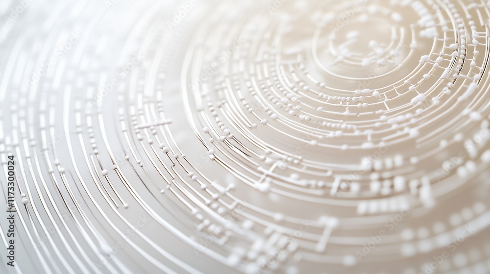 Poster Abstract circular pattern with interconnected nodes and lines, creating a complex network design.