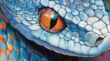 Vibrant Blue Serpent Eye Close-Up: A Masterpiece of Artistic Detail