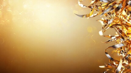 Gold ribbon party decorations celebrate in a bright atmosphere