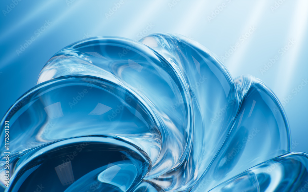 Poster abstract semicircular glass curve background, 3d rendering.