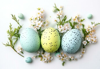 Fototapeta premium Easter Eggs Decorated with Flowers