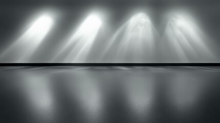 Obraz premium Empty Gray Space with Spotlight Beams