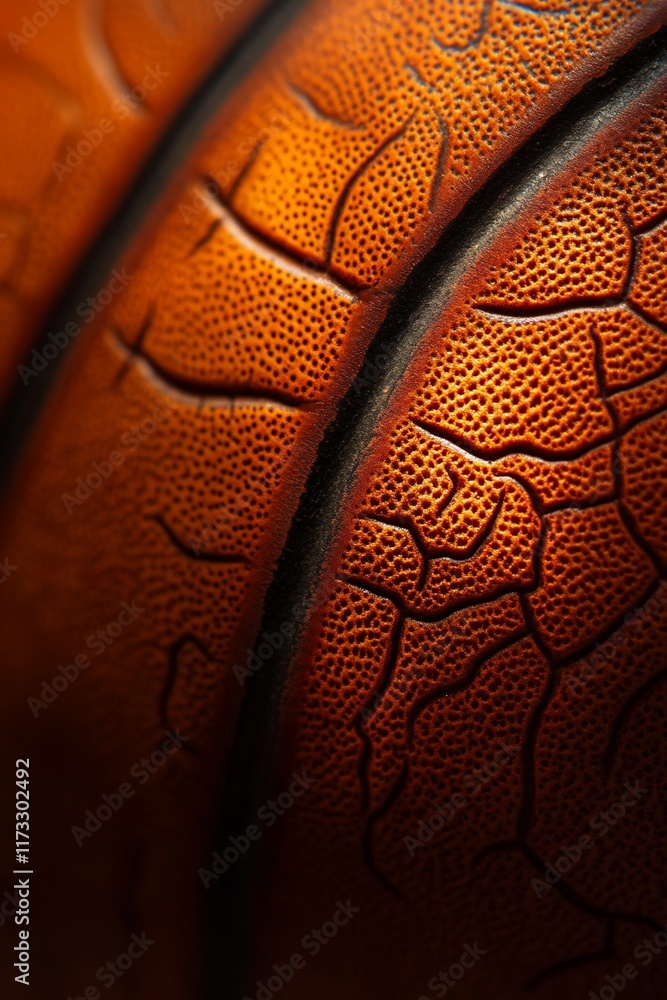 Poster close-up of a textured, orange surface with cracks and lines, showing detail and depth.