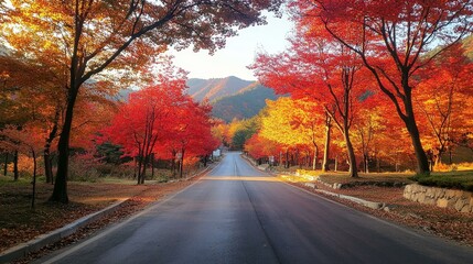 Autumn Colors Roadside Scenic View