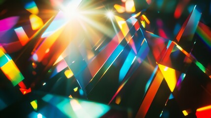 A colorful image of a building with many different colored glass pieces