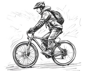 Obraz premium person outline on bicycle