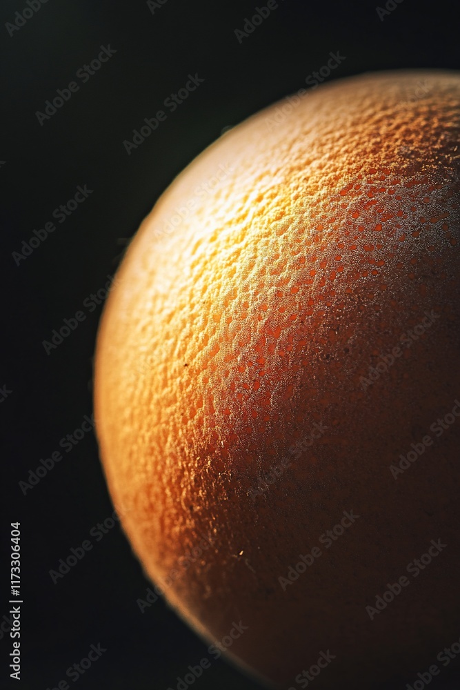 Poster close-up of a textured, sunlit orange.