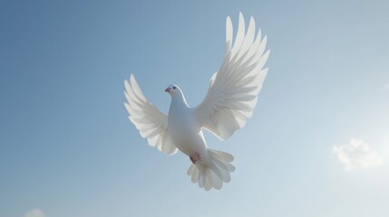 Obraz premium Serene White Dove in Flight: A Symbol of Peace and Hope