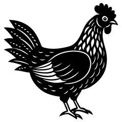 Cute Silhouette of a Chicken line art vector cartoon illustration