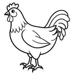 Cute Silhouette of a Chicken line art vector cartoon illustration