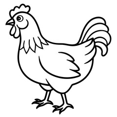 Cute Silhouette of a Chicken line art vector cartoon illustration