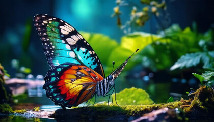 Obraz premium Plain Tiger Butterfly on Orange Flower, Natures Beauty, Insect, Generated image