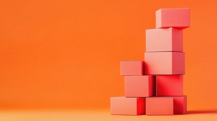 Stacked boxes create striking visual against vibrant orange background