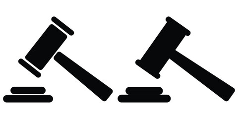 Gavel icon set. judge gavel icon vector. Gavel sign. Judge gavels collection flat icon. Minimalist vector illustration of a gavel in black and white. Editable stroke. Gavel icon set.  Design eps 10