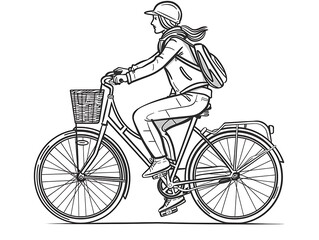 Obraz premium person outline riding bicycle with basket