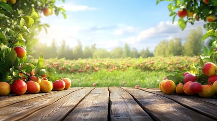 Apple Orchard Harvest Display on Wooden Table
