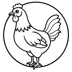 Cute Silhouette of a Chicken line art vector cartoon illustration