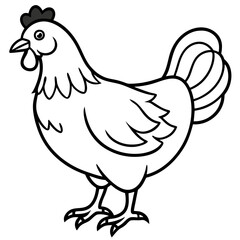 Cute Silhouette of a Chicken line art vector cartoon illustration