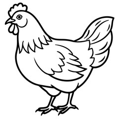 Cute Silhouette of a Chicken line art vector cartoon illustration