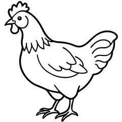 Cute Silhouette of a Chicken line art vector cartoon illustration