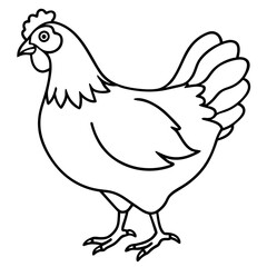 Cute Silhouette of a Chicken line art vector cartoon illustration