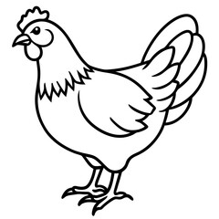 Cute Silhouette of a Chicken line art vector cartoon illustration
