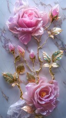 Pink and Gold Crystal Rose Poster Background