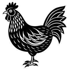 Cute Silhouette of a Chicken line art vector cartoon illustration