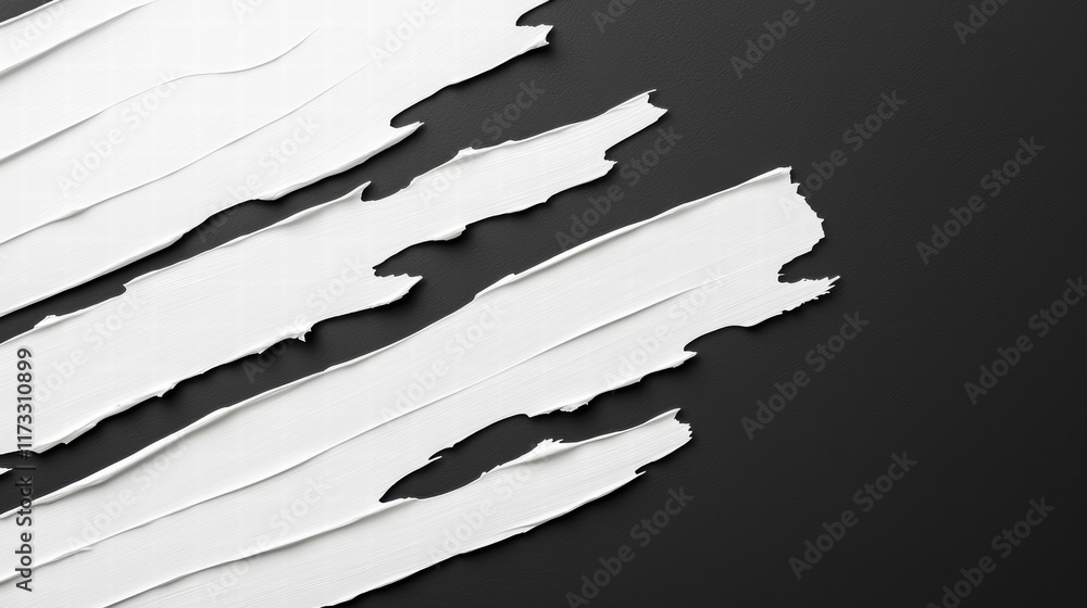 Poster dynamic abstract composition of white brush strokes on black background for creative use